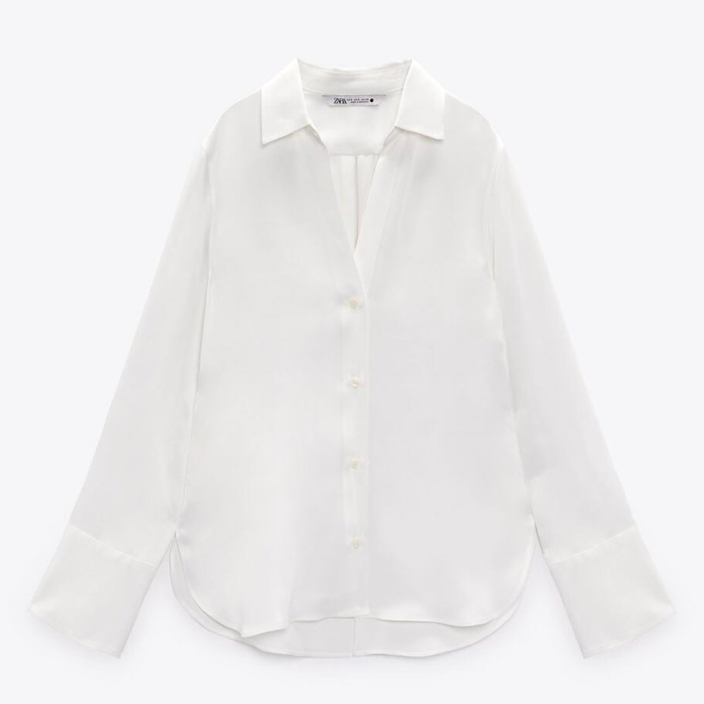 Zara Ecru Satin Blouse 2622/966 - Picture 5 of 6